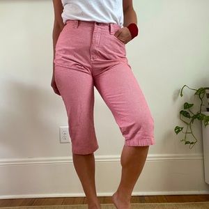 Lee Casual Red and White Checkered Capri Pants